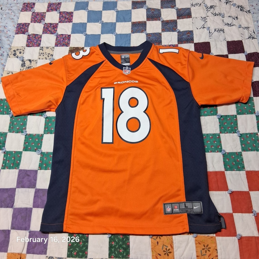 Nike NFL On Field Peyton Manning 18 Denver Broncos Youth Jersey Size Large